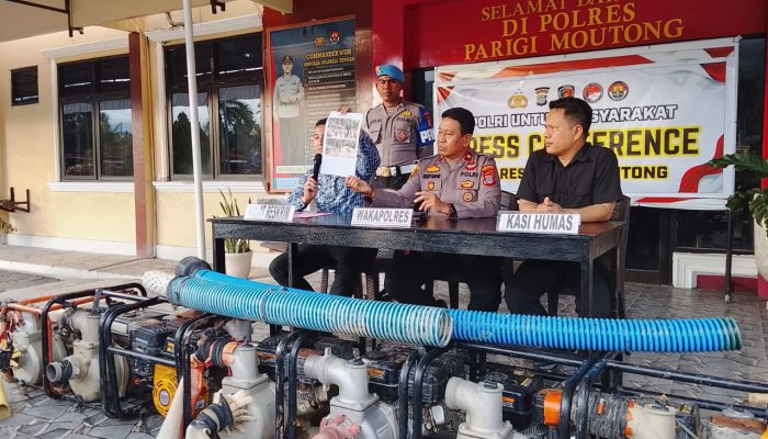 Polres Parimo Tangkap Penambang Emas Ilegal Gunakan Mesin Alkon