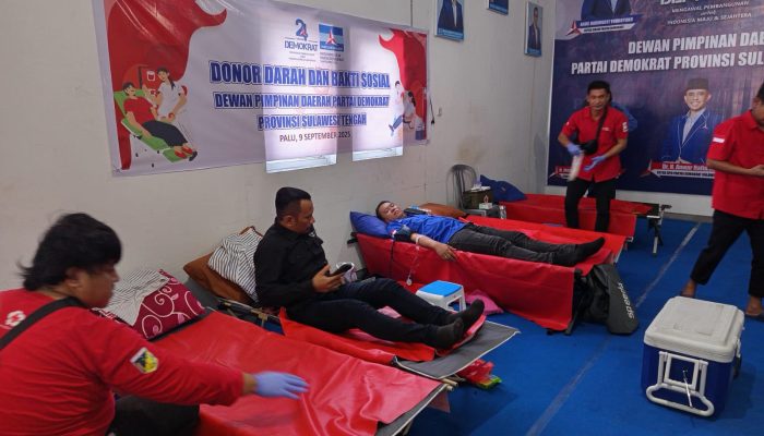 HUT ke-24 Partai Demokrat Sulteng Gelar Donor Darah dan Bakti Sosial di Palu