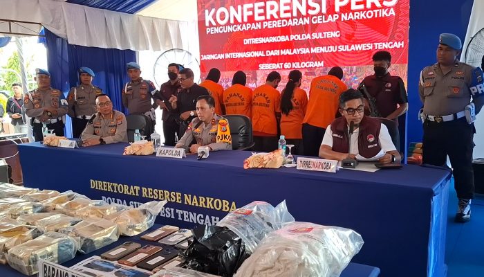 Polda Sulteng Gagalkan Peredaran 60 Kg Sabu dari Malaysia