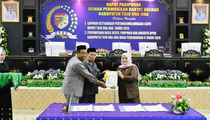 Wabup Touna Hadiri Paripurna DPRD, Sampaikan LKPJ 2025 dan Hasil Reses