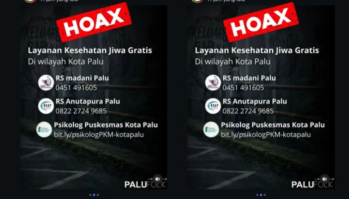 RSUD Anutapura Palu Tegaskan Informasi Layanan Kesehatan Jiwa Gratis yang Beredar adalah Hoaks