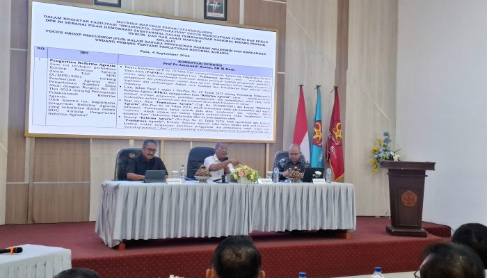 Badan Keahlian DPR RI Gandeng FH Untad Bahas RUU Reforma Agraria