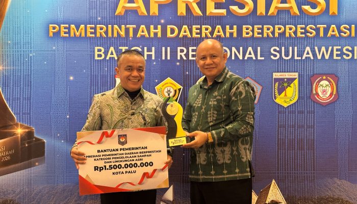 Kota Palu Raih Penghargaan Nasional Pengelolaan Sampah, Dapat Bantuan Rp1,5 Miliar
