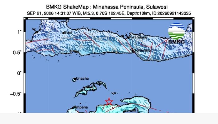 Gempa M5,3 Guncang Pulau Puah Sulteng, Terasa hingga Pohuwato